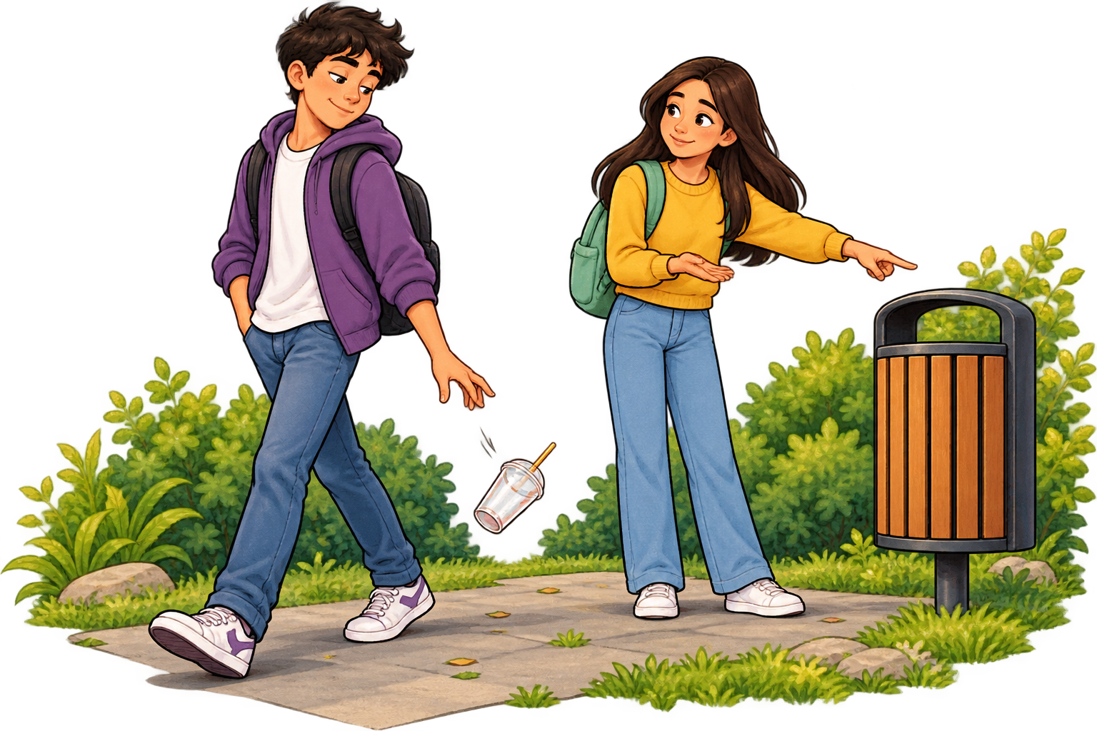 Students keeping the park clean